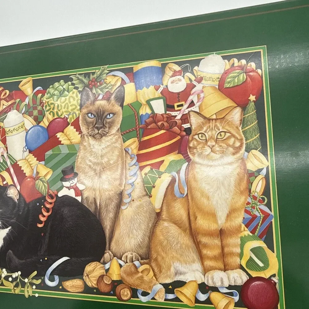 Vintage Pimpernel Cork Backed Placemat Cats Christmas Decorative Holiday Festive